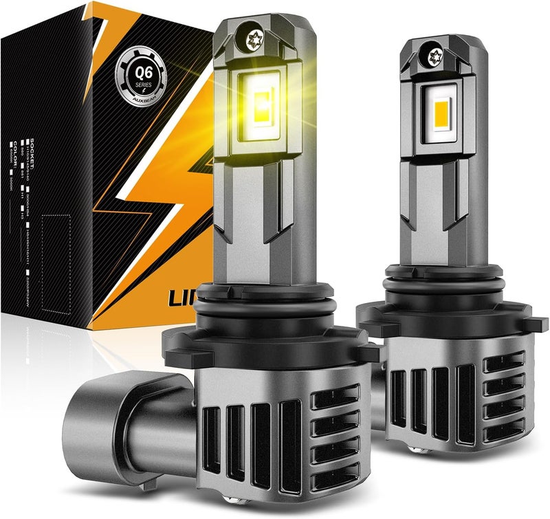 Auxbeam 9006 أضواء الضباب، 3000K أصفر ذهبي، 12000LM سطوع فائق 600% أكثر سطوعًا، رؤية محسّنة للضباب والطرق الوعرة، توصيل وتشغيل، عبوة من 2 - Image 1